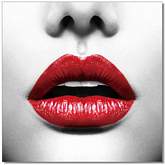 Red lips Wall Art in Red, White & Grey